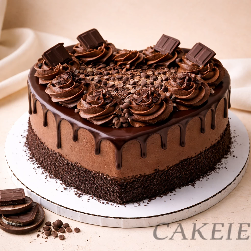 Dark Cocoa Heart Shape Cake